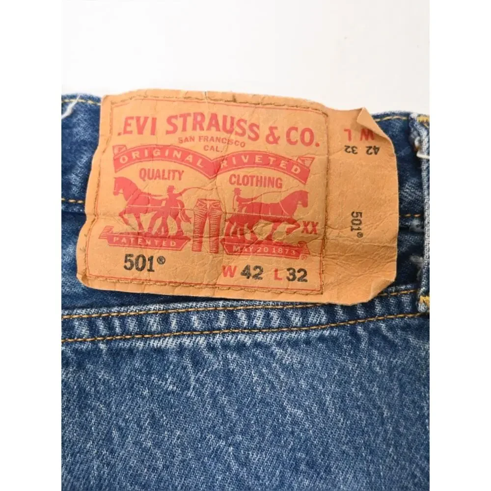 Levi's 501 Mens Straight Leg Button Fly Jeans 42x32